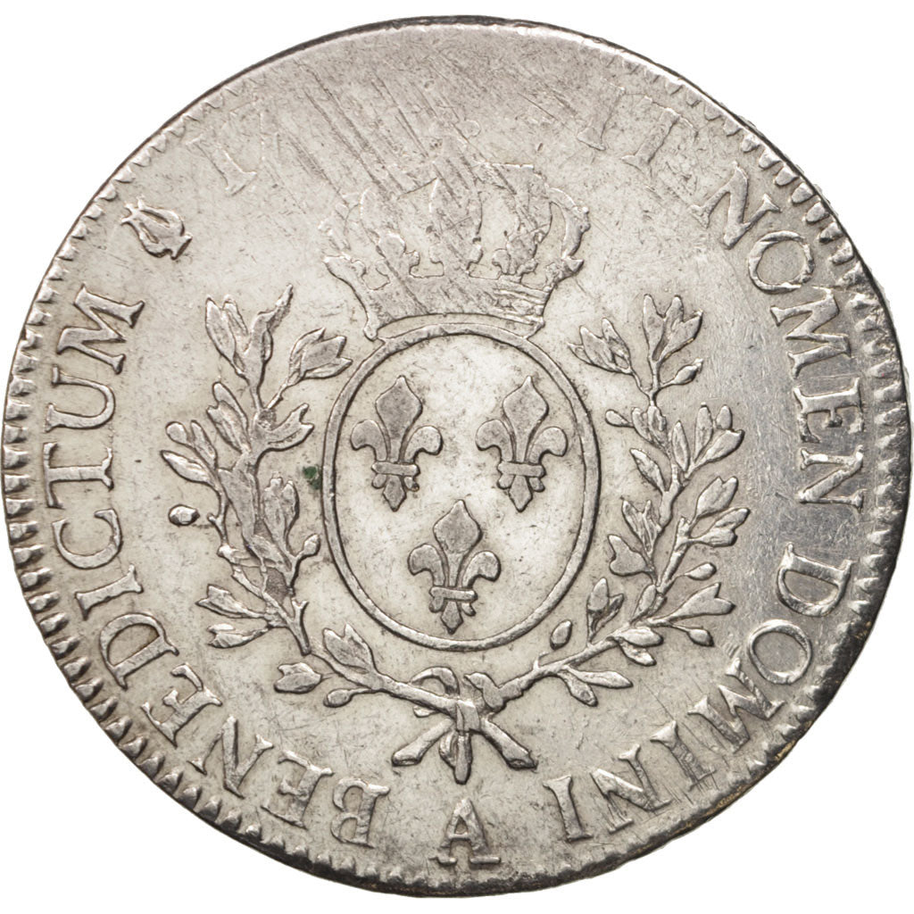 Louis XVI, Écu aux branches d'olivier, Paris, EF(40-45), Silver, Gadoury 356