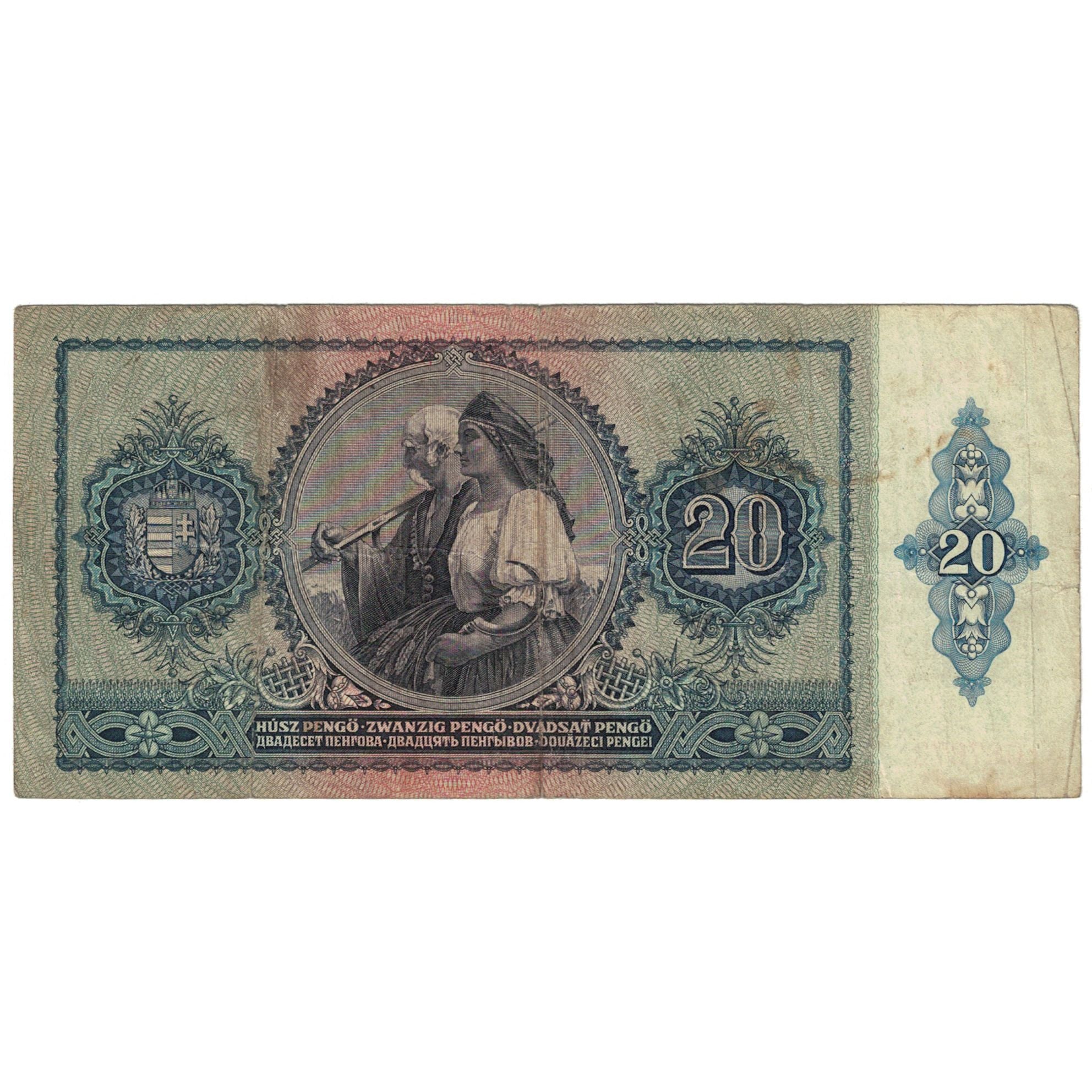 Banknote, Hungary, 20 Pengö, Undated (1941), KM:109, VF(20-25)