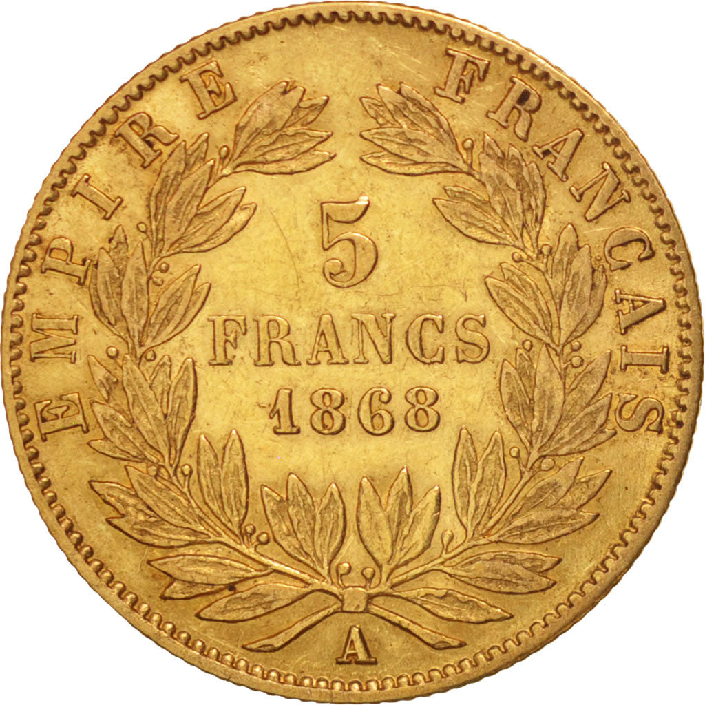 France, Napoleon III, 5 Francs, 1868, Paris, EF(40-45), Gold, KM 803.1