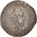 Henri III, Franc au Col Fraisé, 1576, Toulouse, VF(30-35), Silver, Sombart 4720
