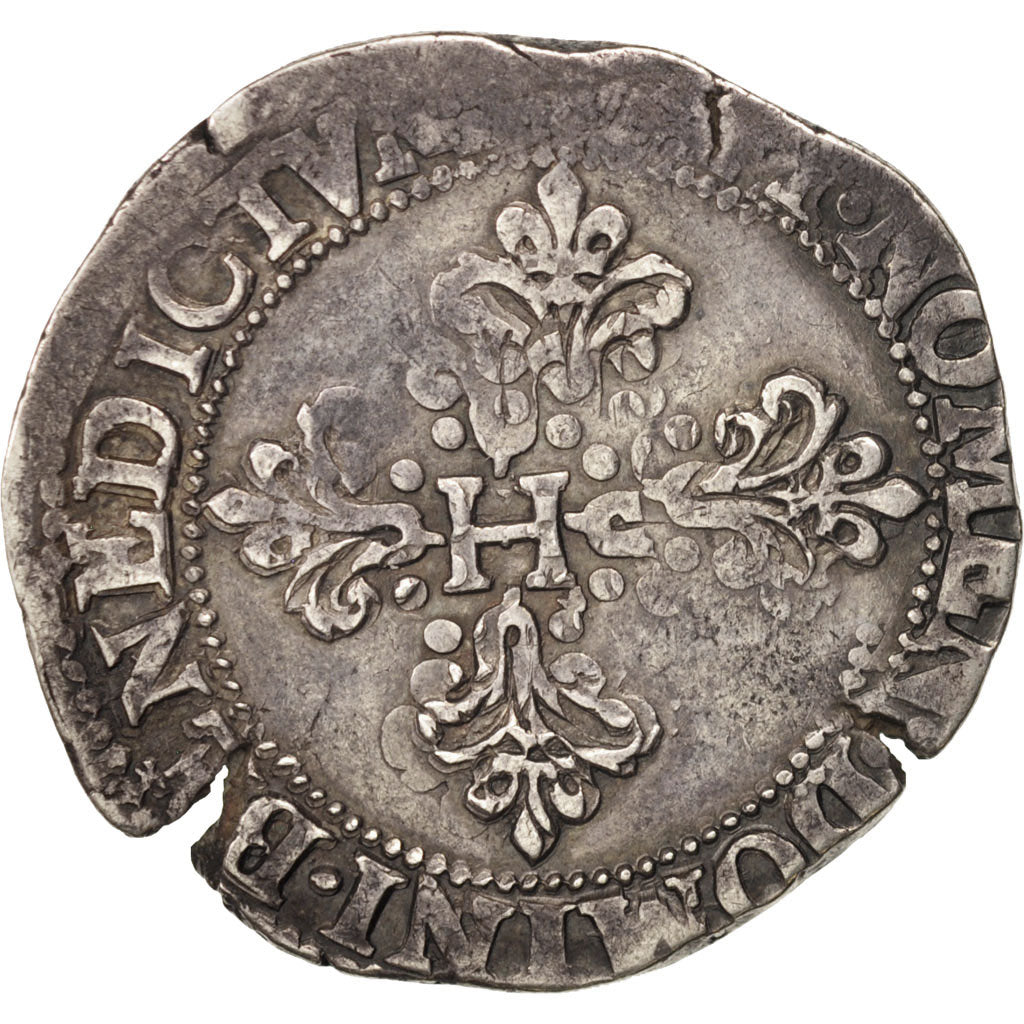 Henri III, Franc au Col Plat, 1578, Tours, VF(30-35), Silver, Sombart:4714