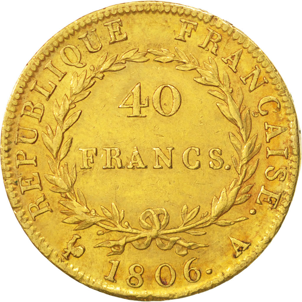 France, Napoléon I, 40 Francs, 1806, Paris, EF(40-45), Gold, KM:675.1
