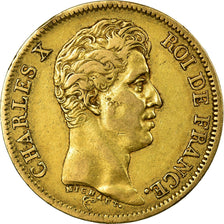 Moneta, Francia, Charles X, 40 Francs, 1824, Paris, MB+, Oro, KM:721.1
