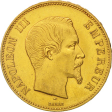 France, Napoleon III, 100 Francs, 1855, Paris, AU(50-53), Gold, KM 786.1