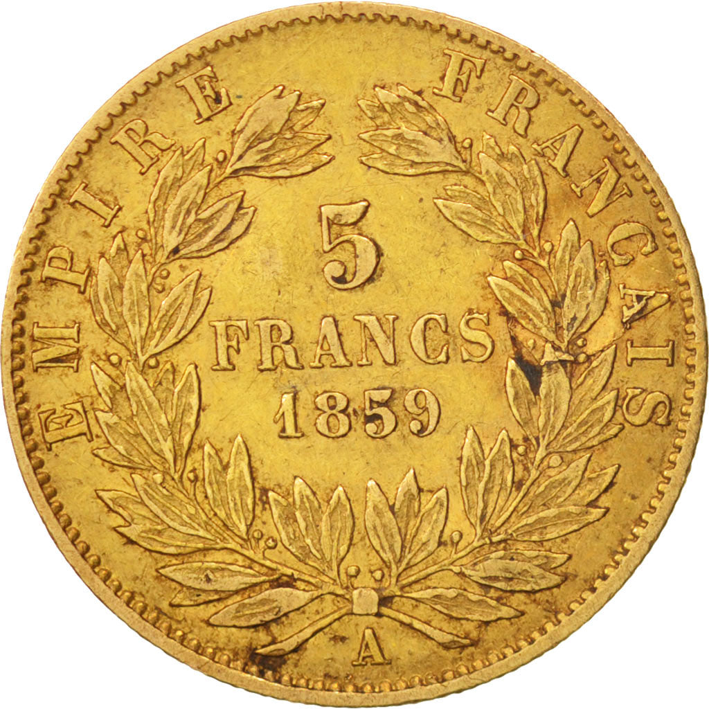 Munten, Frankrijk, Napoleon III, Napoléon III, 5 Francs, 1859, Paris, FR+