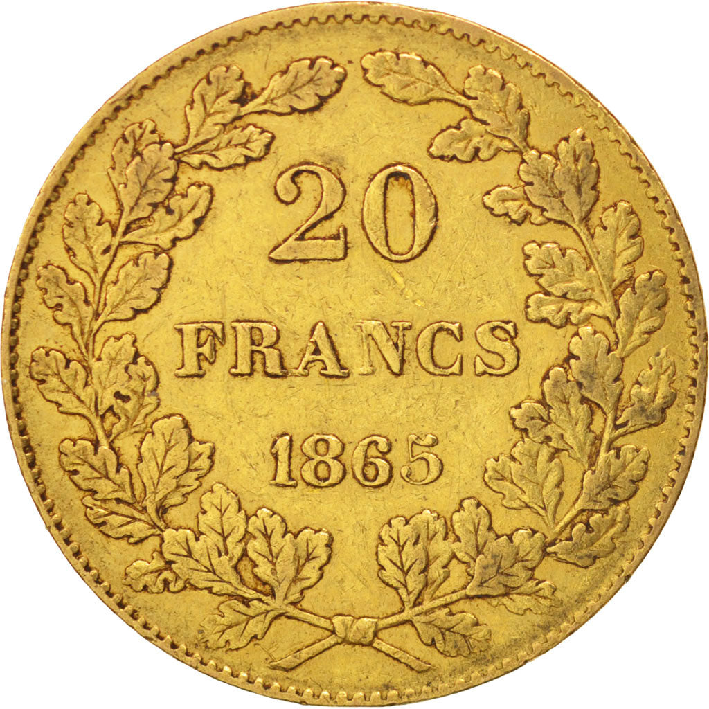 Belgium, Leopold I, 20 Francs, 20 Frank, 1865, EF(40-45), Gold, KM:23