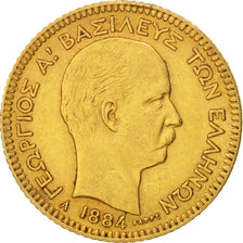 Munten, Griekenland, George I, 20 Drachmai, 1884, Paris, ZF, Goud, KM:56