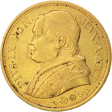 Estados italianos, PAPAL STATES, Pius IX, 20 Lire, 1867, Roma, MBC, KM 1382.3