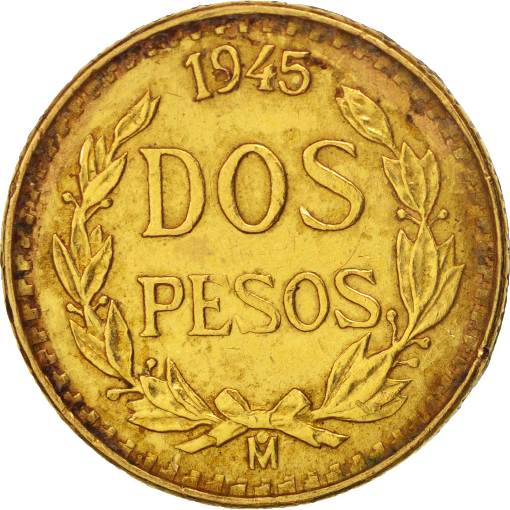 Mexico, 2 Pesos, 1945, Mexico City, EF(40-45), Gold, KM:461