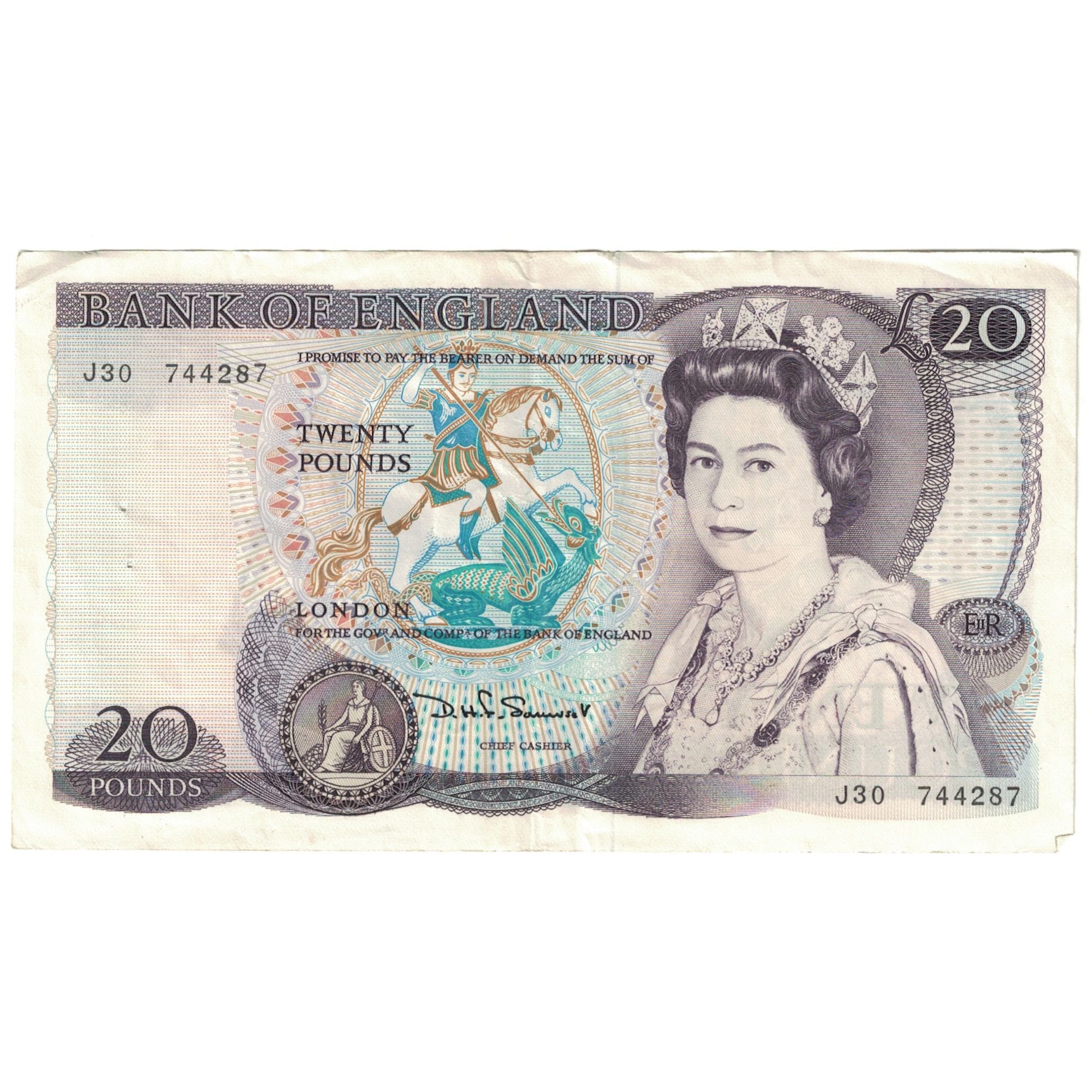 Banknote, Great Britain, 20 Pounds, 1991-1993, KM:384b, AG(1-3)