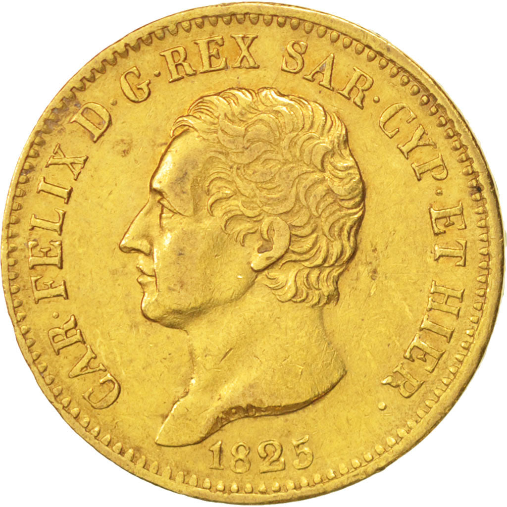 États italiens, SARDINIA, Carlo Felice, 20 Lire, 1825, Torino, TTB+, Or