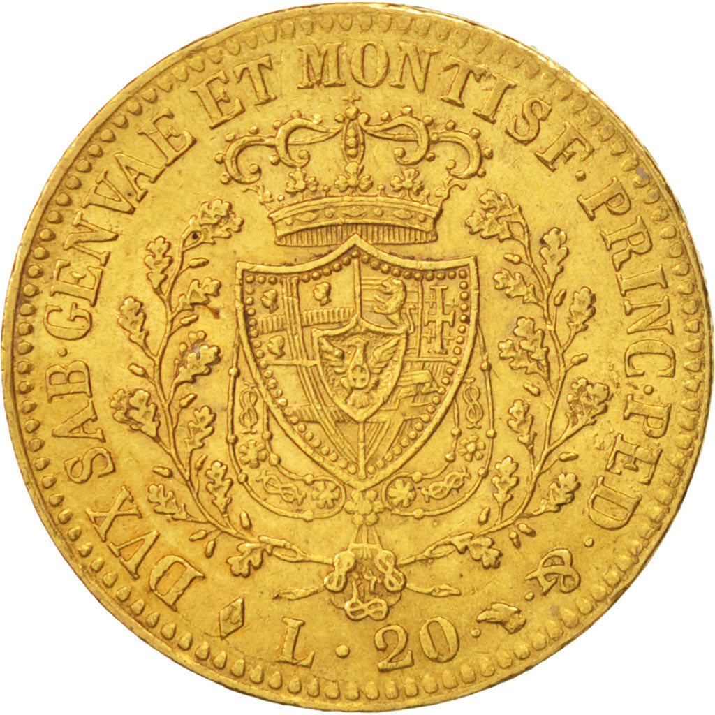 États italiens, SARDINIA, Carlo Felice, 20 Lire, 1825, Torino, TTB+, Or