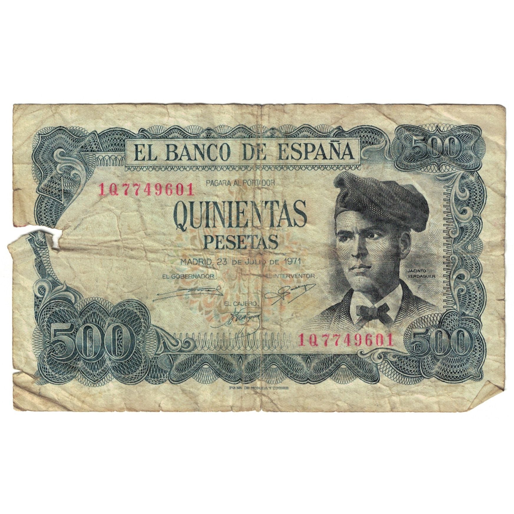 Banknote, Spain, 500 Pesetas, 1971, 1971-07-23, KM:153a, AG(1-3)