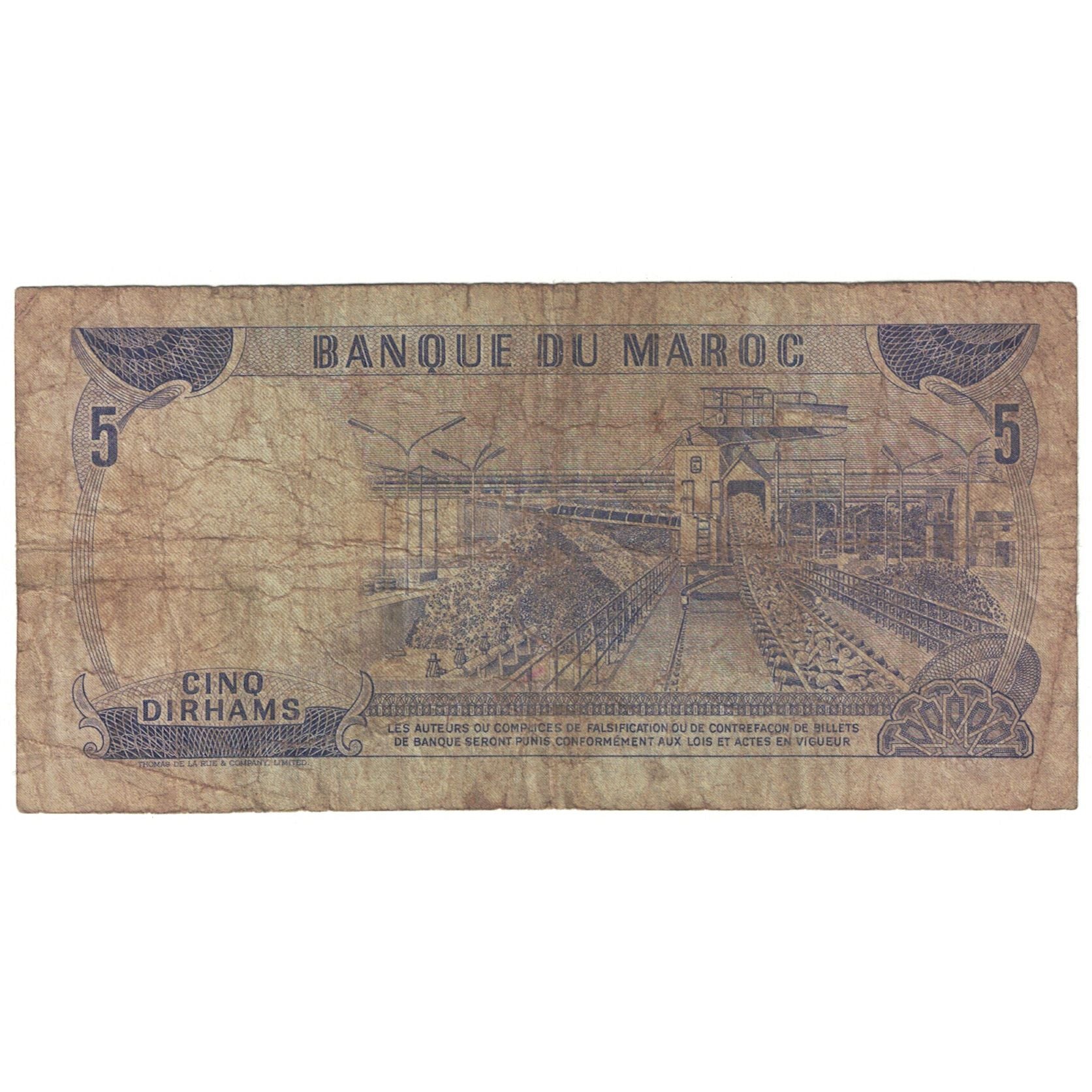 Billet, Maroc, 5 Dirhams, 1970, 1970, KM:56a, TTB