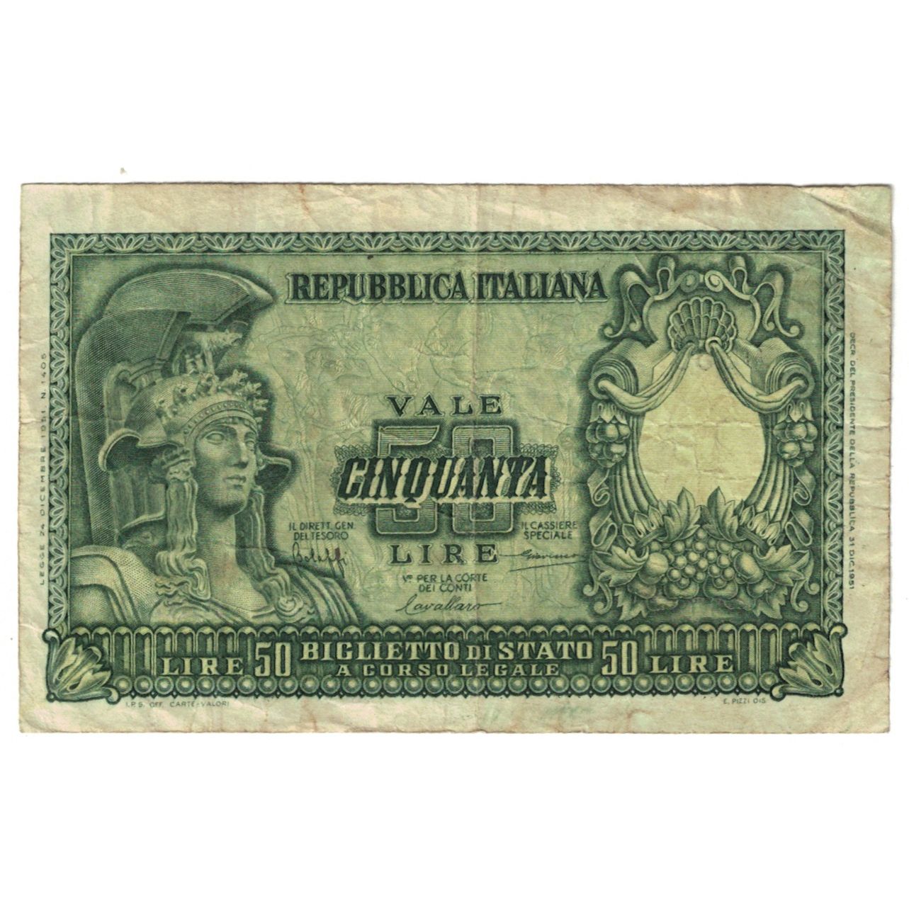 Banknote, Italy, 50 Lire, 1951, 1951-12-31, KM:91a, EF(40-45)