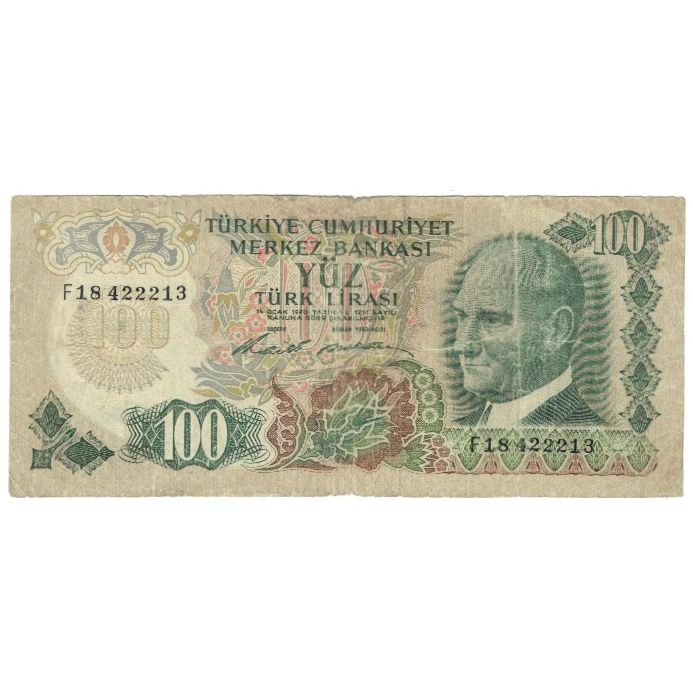 Banknote, Turkey, 100 Lira, L.1970, 1972-05-15, KM:189a, AU(55-58)