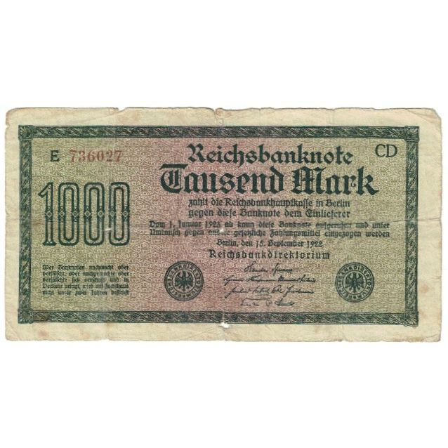 Banknote, Germany, 1000 Mark, 1922, 1922-09-15, KM:76c, VG(8-10)
