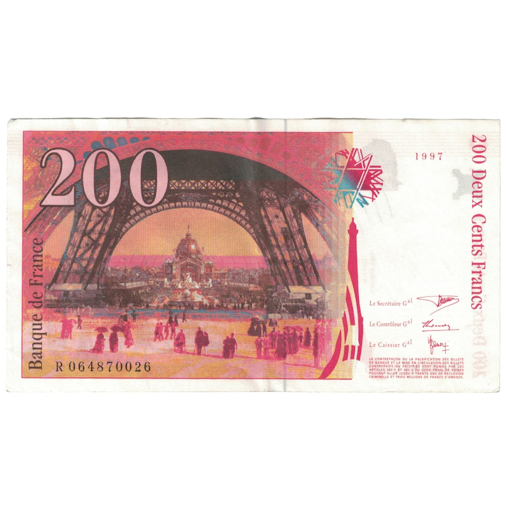 Frankreich, 200 Francs, Eiffel, 1997, R.064, VZ, Fayette:75.4b, KM:159b