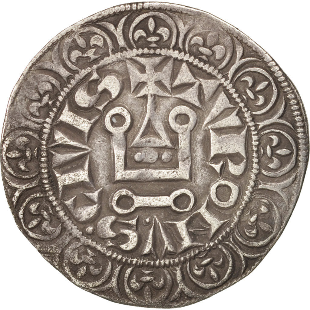 France, Philippe III, Gros Tournois, EF(40-45), Silver, Duplessy:202A