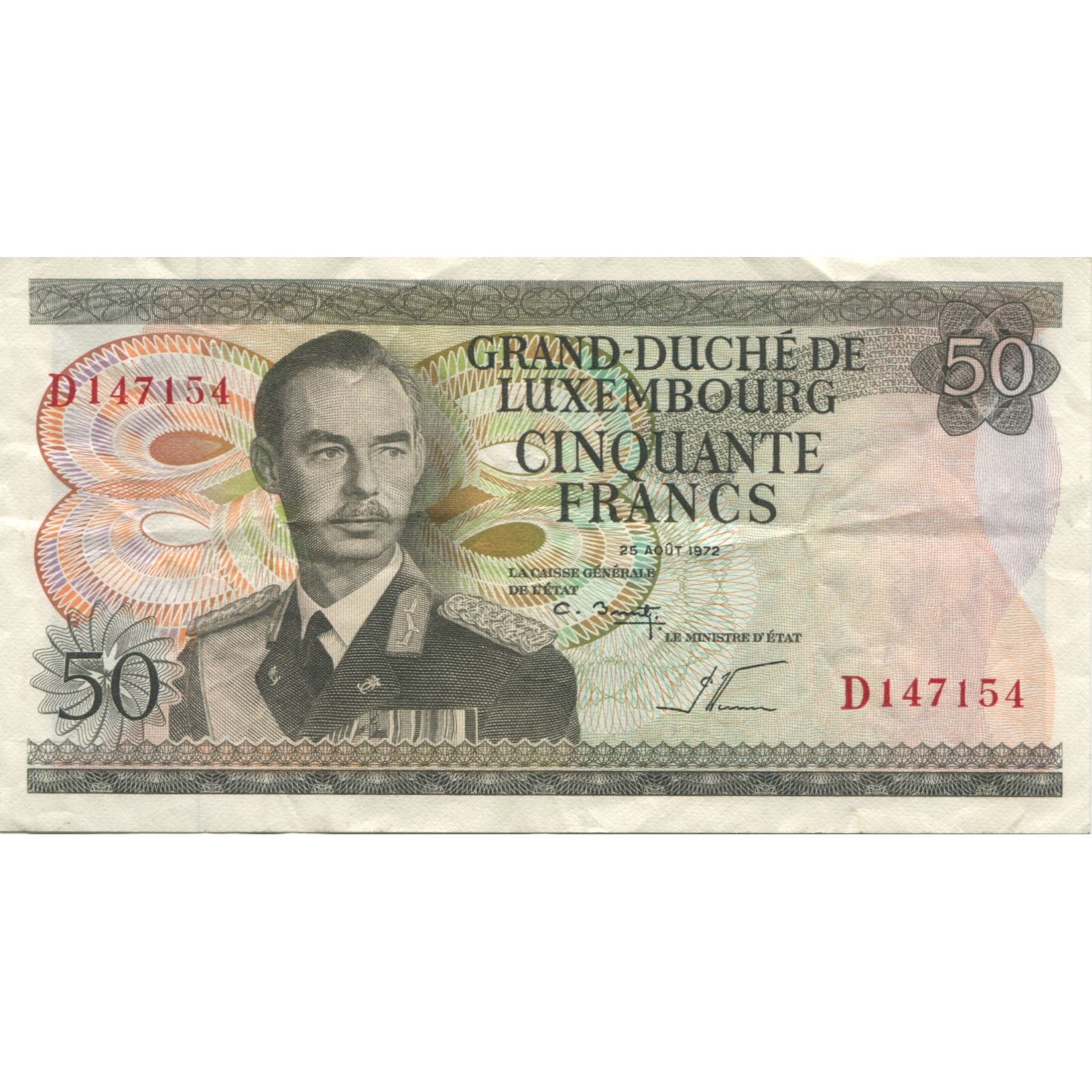 Banknote, Luxembourg, 50 Francs, 1972, 1972-08-25, KM:55a, VF(20-25)