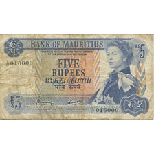 Nota, Maurícia, 5 Rupees, KM:30b, AG(1-3)