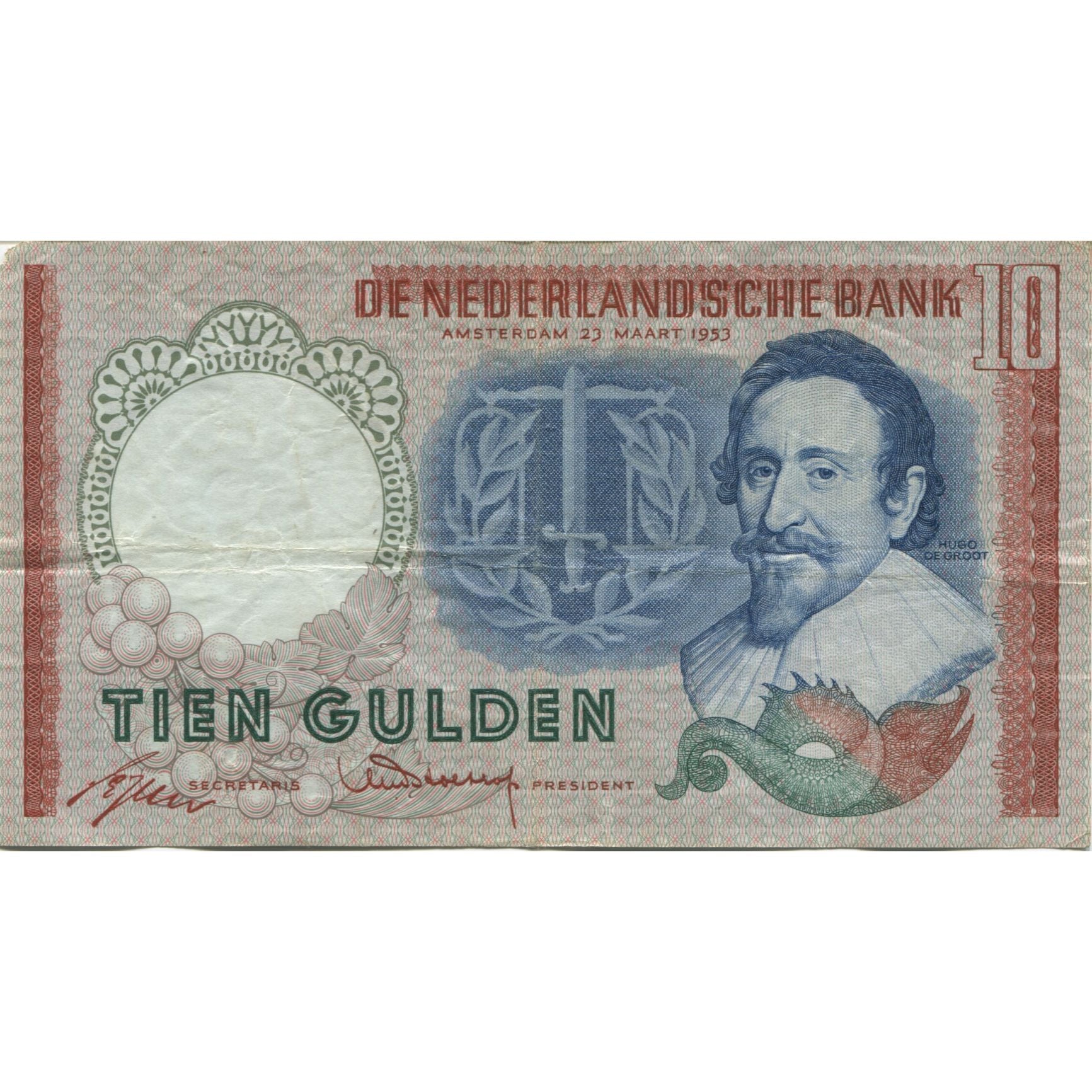 Banknote, Netherlands, 10 Gulden, 1953, 1953-03-23, KM:85, VF(20-25)