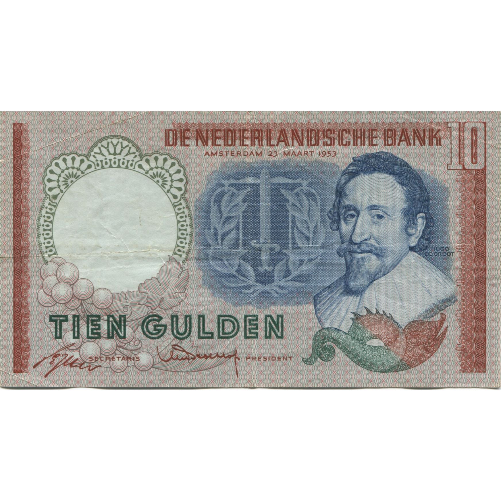 Banknote, Netherlands, 10 Gulden, 1953, 1953-03-23, KM:85, EF(40-45)