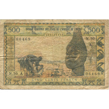 Banknote, West African States, 500 Francs, KM:702Kn, VF(20-25)