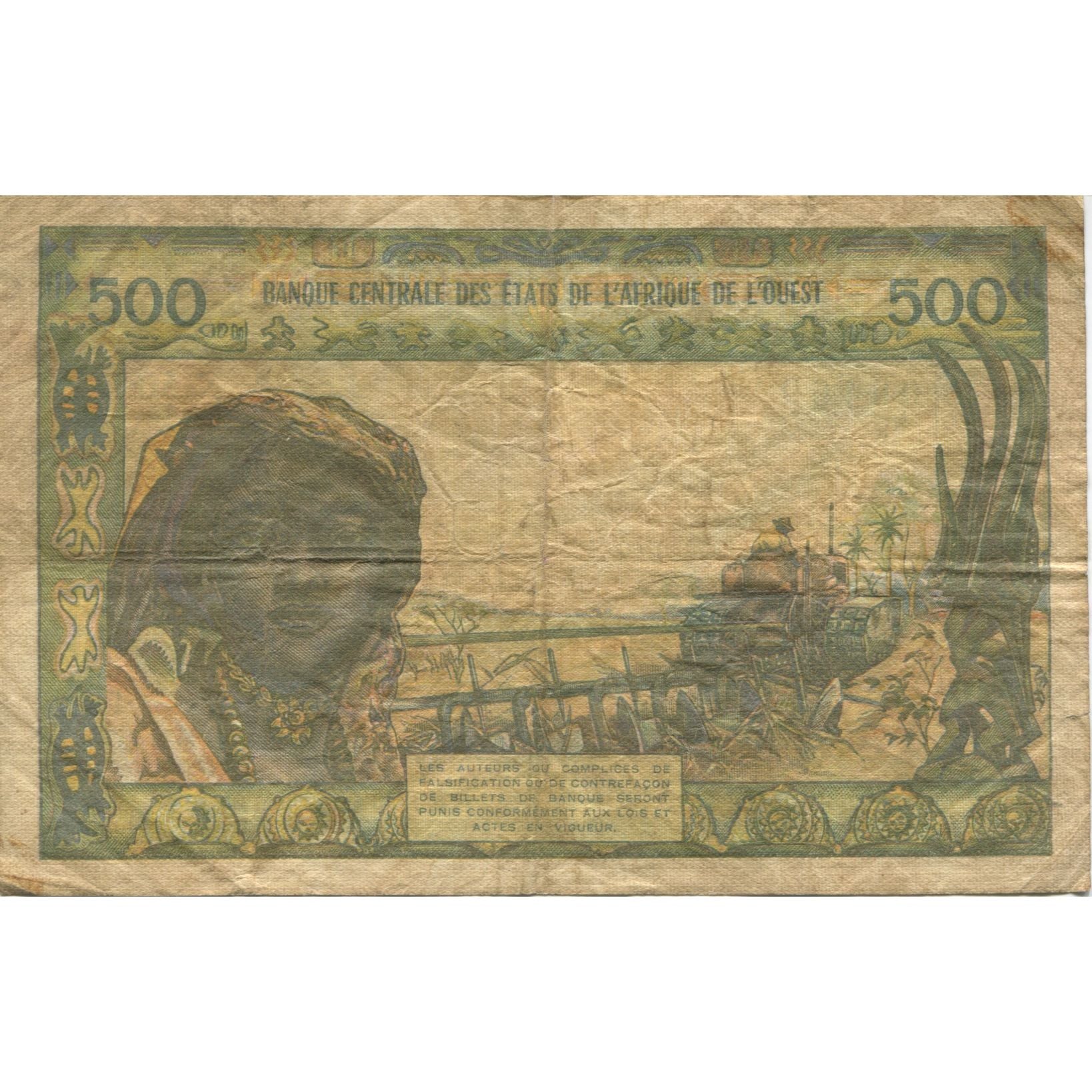 Banknote, West African States, 500 Francs, KM:702Kn, VF(20-25)