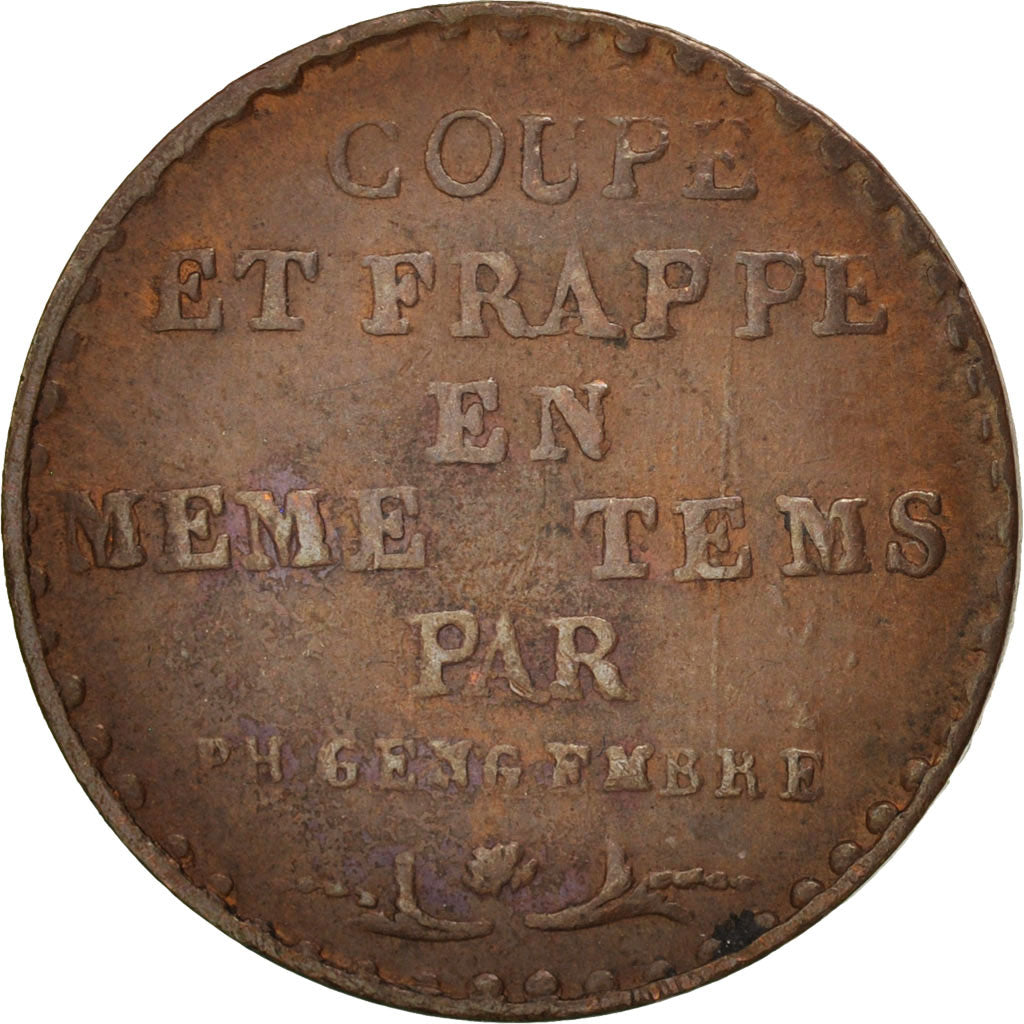 France, 1 Centime essai Gengembre, 1796, EF(40-45), Bronze, Brandon:46