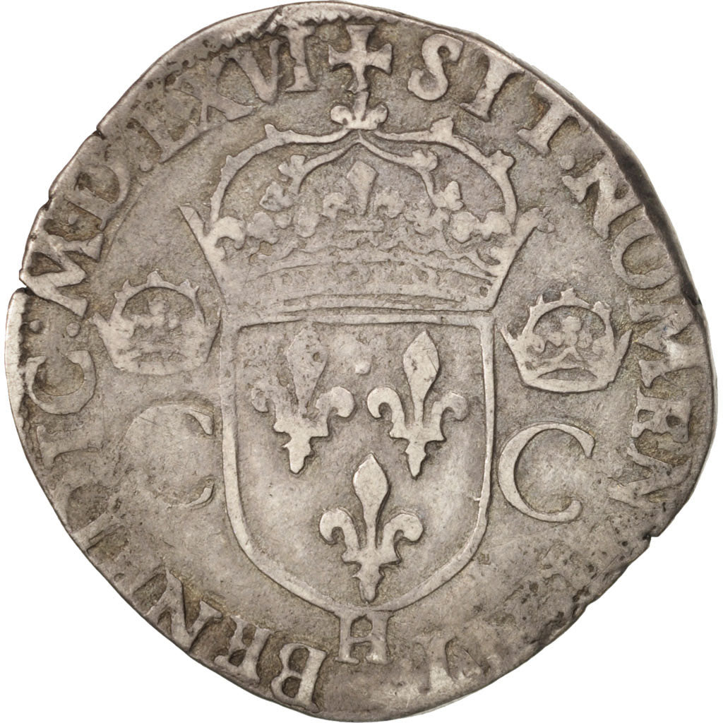 Charles IX, Teston, 1566, La Rochelle, F(12-15), Silver, Sombart:4602