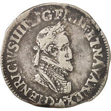 Henri IV, Demi Franc, 1603, Lyon, BC+, Plata, Sombart:4778