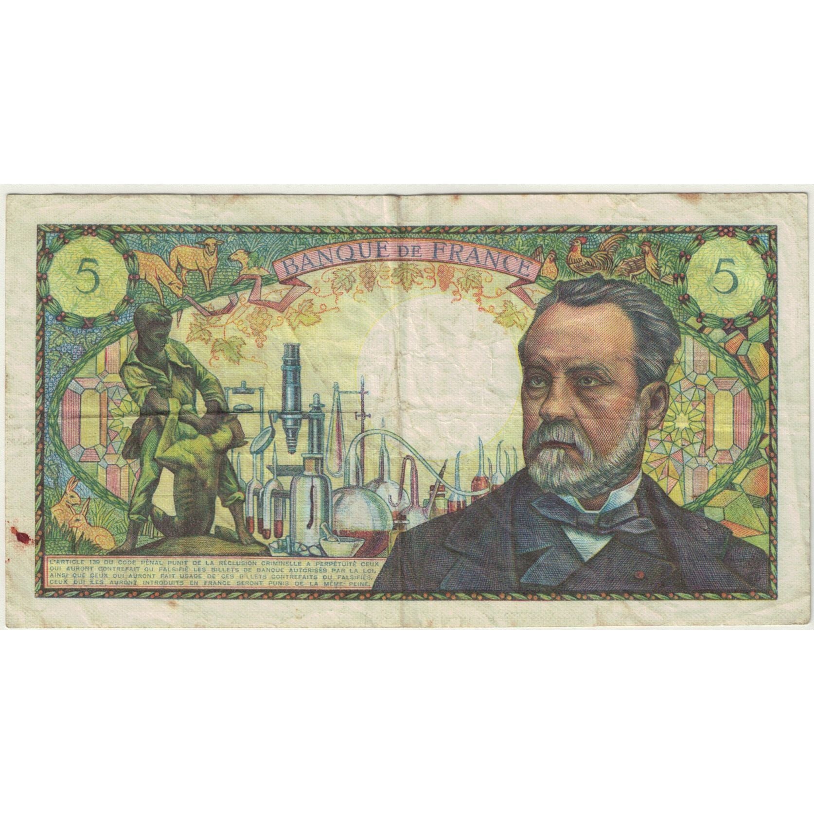 Frankreich, 5 Francs, Pasteur, B.106, SGE, Fayette:61.10, KM:146b