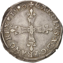 Francia, Charles X, 1/4 Ecu, 1590, Paris, MBC, Plata, Sombart:4670