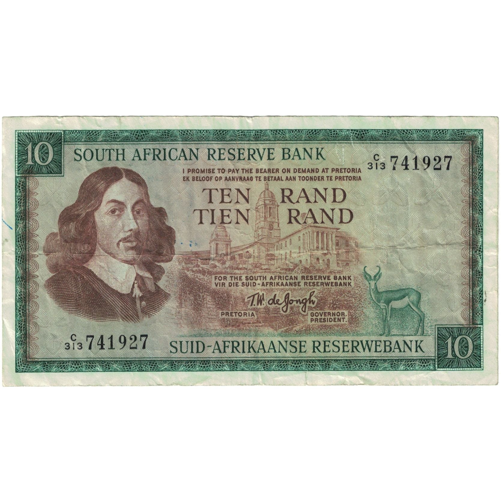 Banknote, South Africa, 10 Rand, 1967-1974, KM:114b, F(12-15)