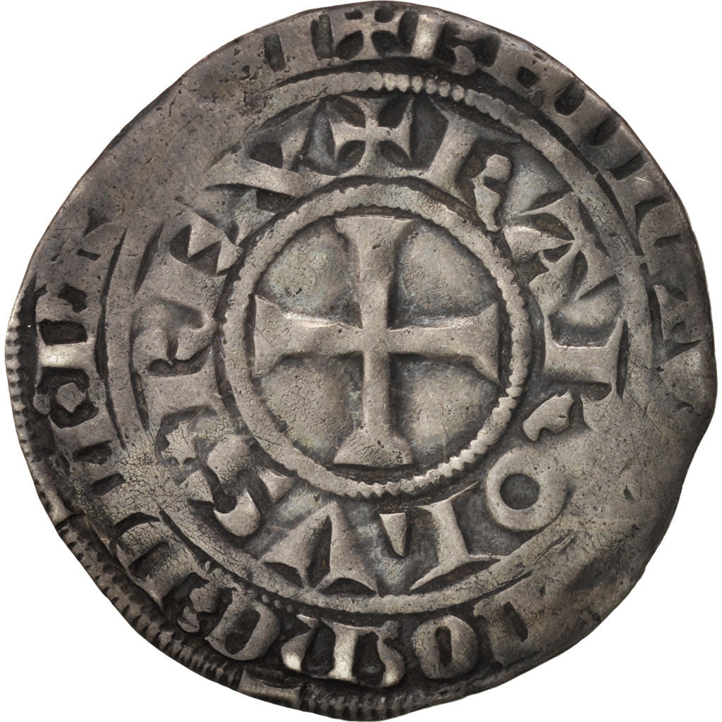France, Charles IV, Maille Blanche, VF(30-35), Silver, Duplessy:243