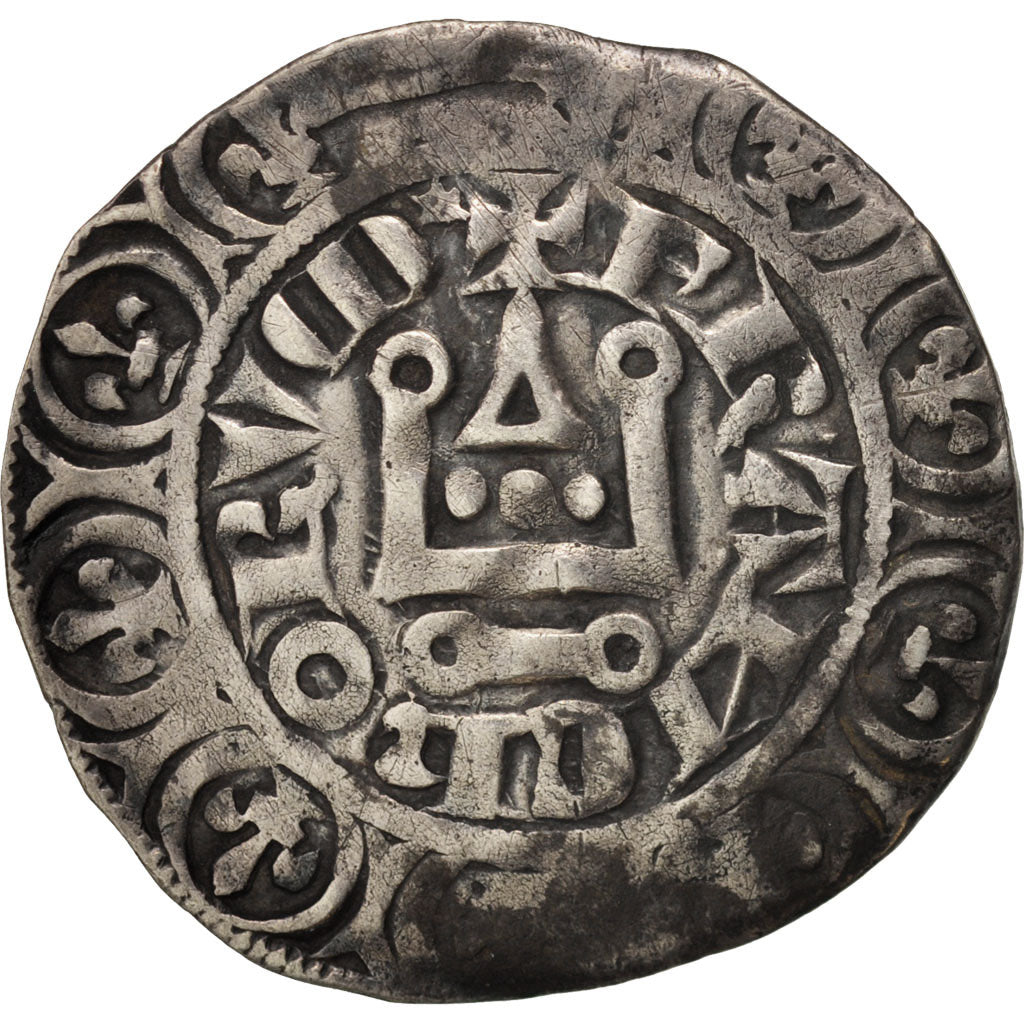 France, Charles IV, Maille Blanche, VF(30-35), Silver, Duplessy:243