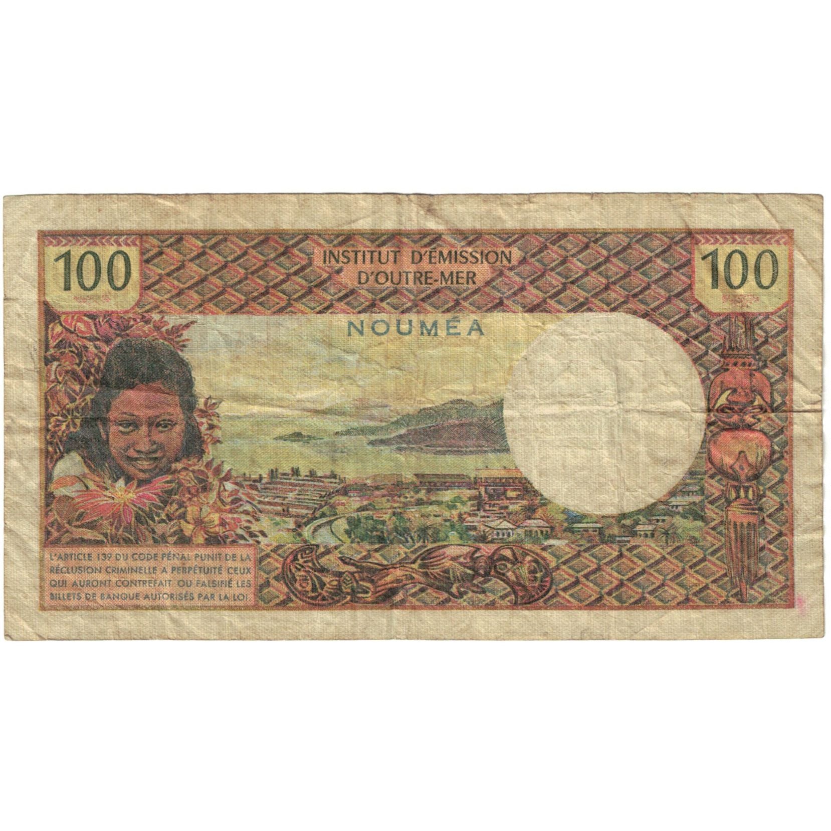 Banknote, New Caledonia, 100 Francs, 1972, KM:63a, VG(8-10)