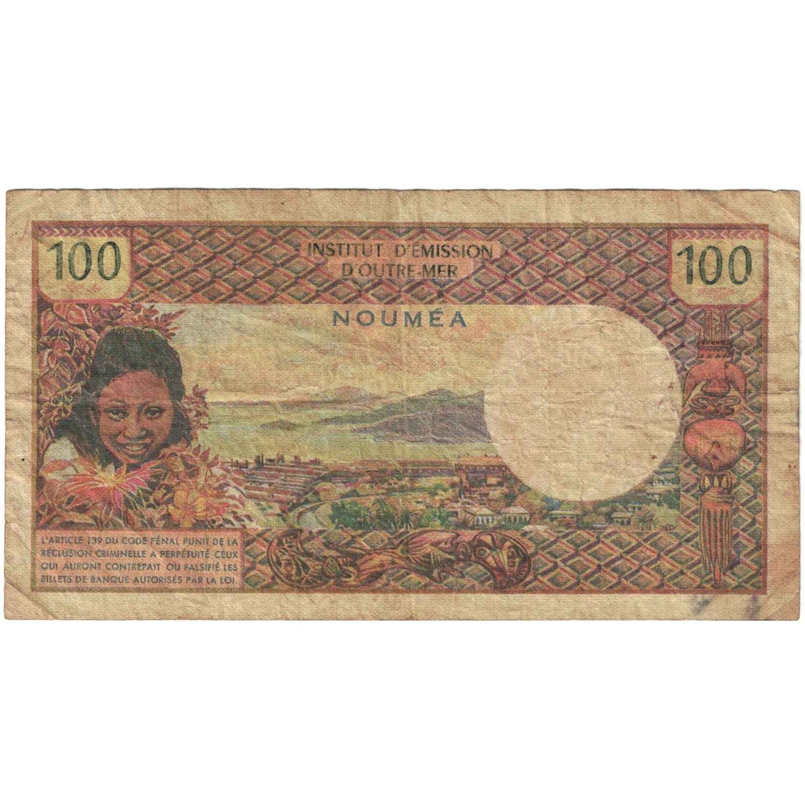 Banknote, New Caledonia, 100 Francs, 1972, KM:63a, VG(8-10)