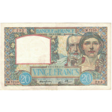 França, 20 Francs, Science et Travail, 1942, M.7210, AU(55-58), Fayette:12.16