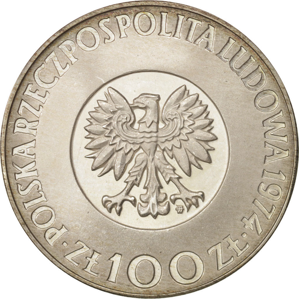 Poland, 100 Zlotych, 1974, Warsaw, MS(65-70), Silver, KM:68