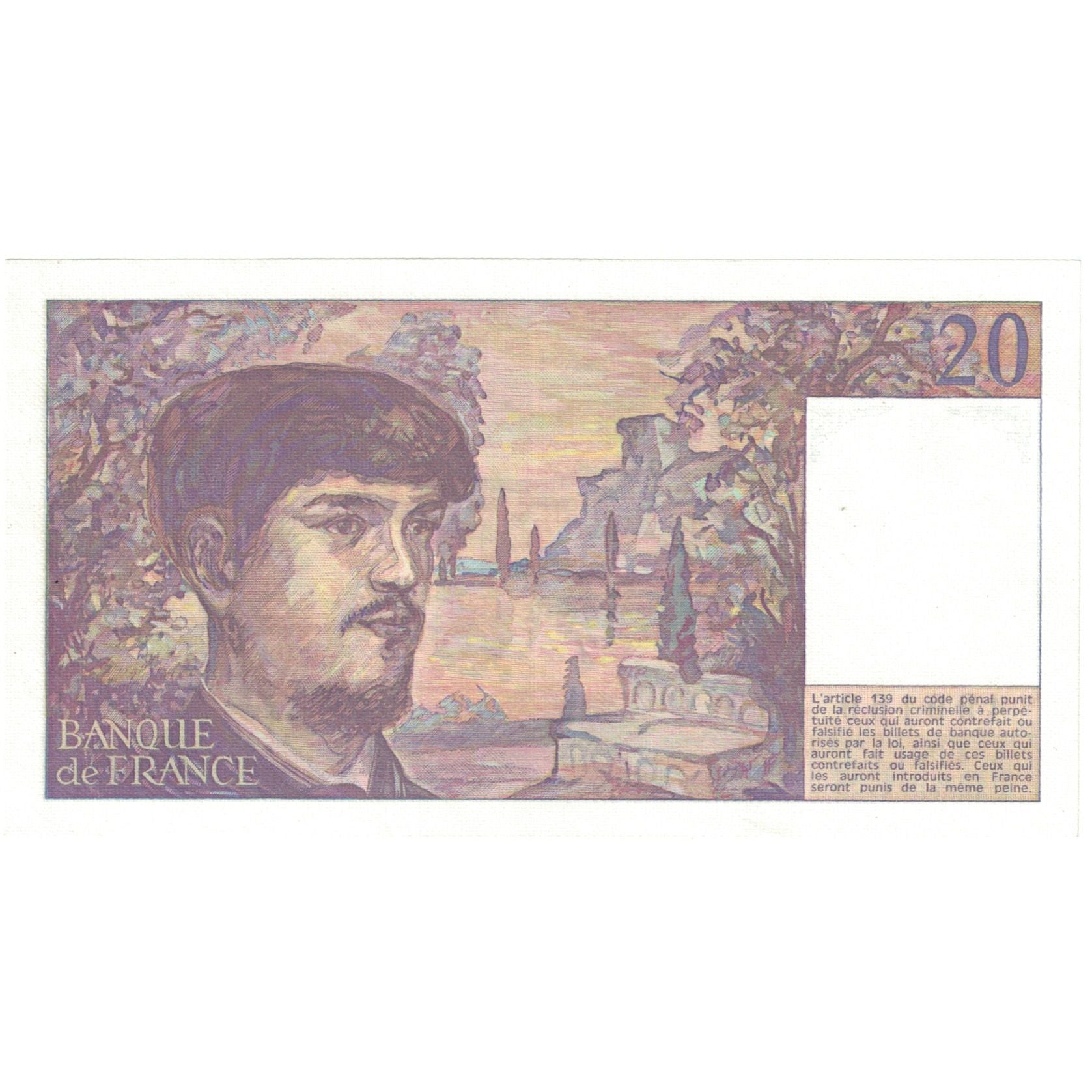 France, 20 Francs, Debussy, 1981, D.011 499169, UNC(64), Fayette:66.2, KM:151a