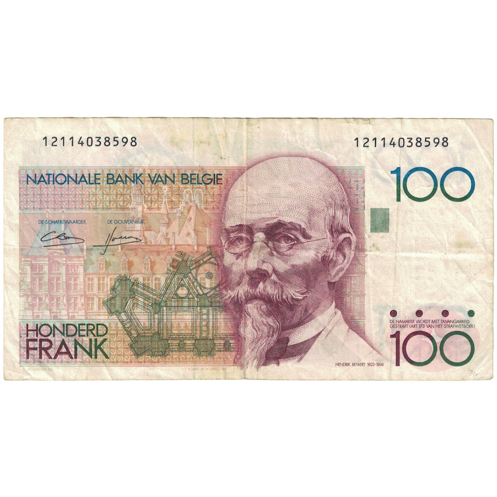 Banknote, Belgium, 100 Francs, KM:142a, F(12-15)