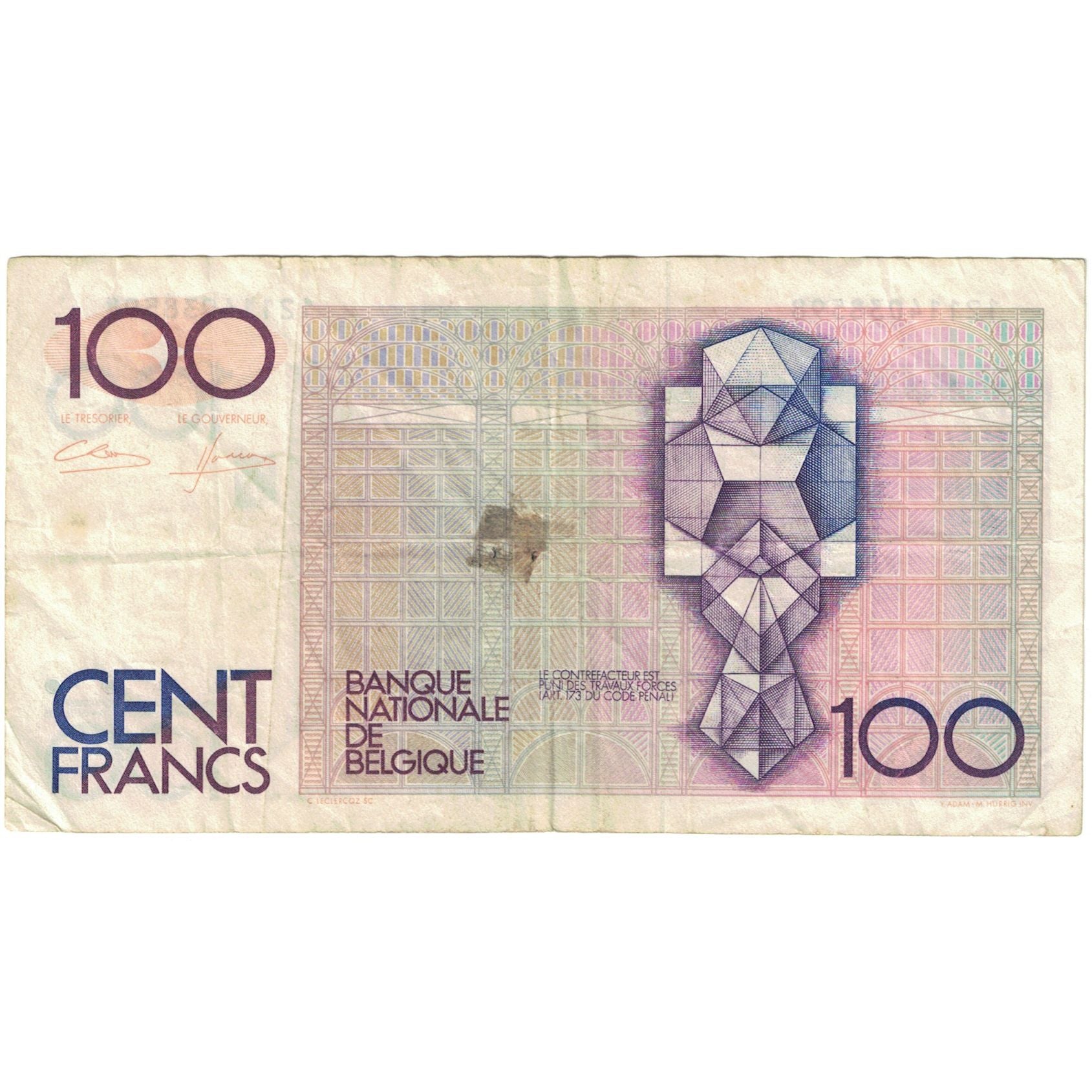 Banknote, Belgium, 100 Francs, KM:142a, F(12-15)