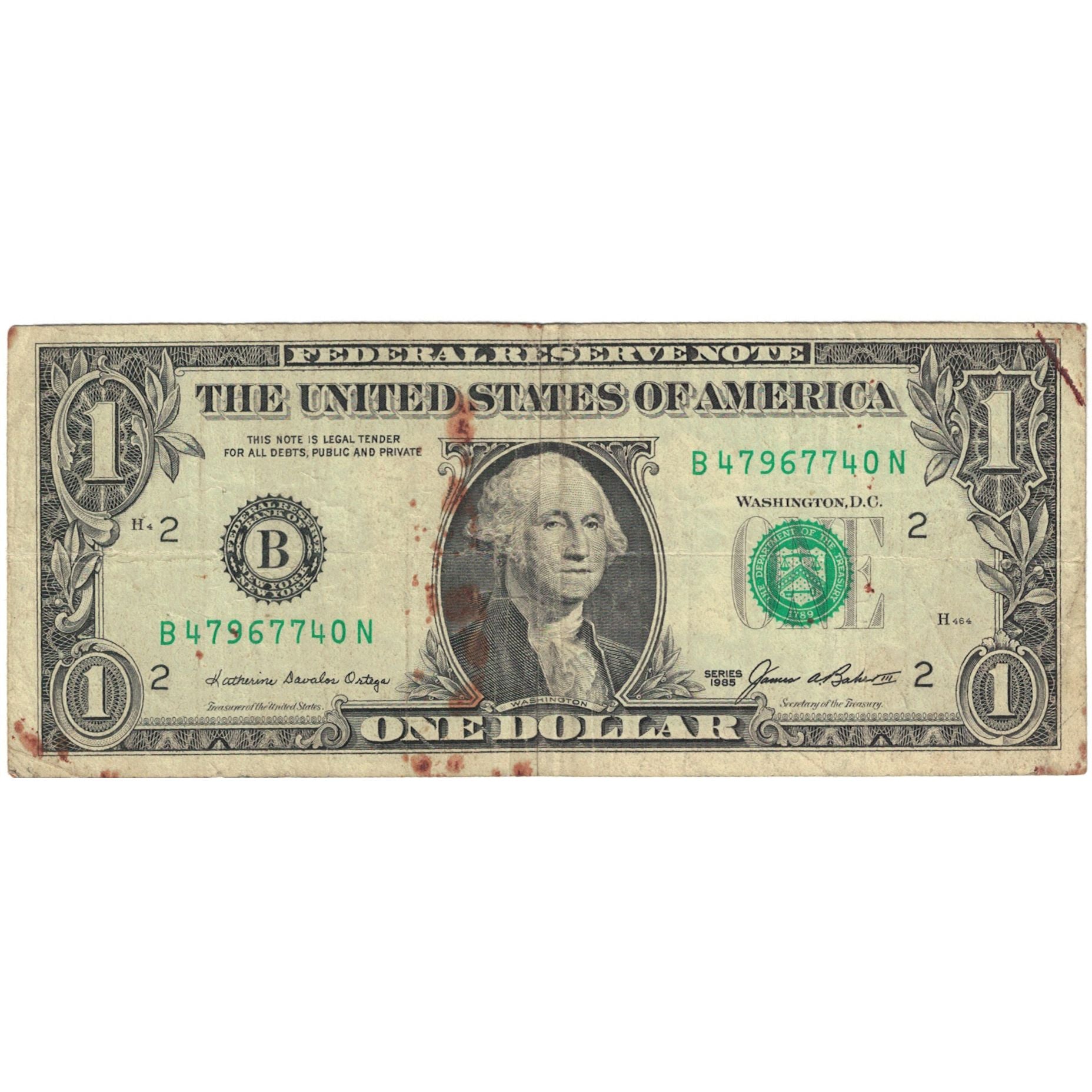 Banknote, United States, One Dollar, 1985, Chicago, KM:3778, VG(8-10)