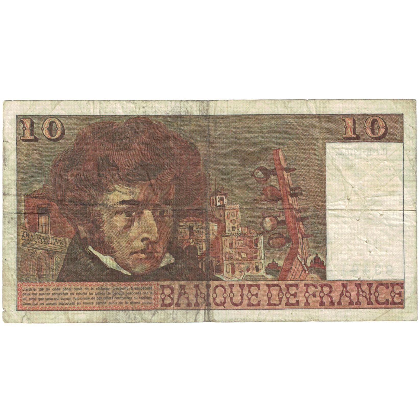 Frankrijk, 10 Francs, Berlioz, 1975, W.211 83491, B, Fayette:63.18, KM:150c