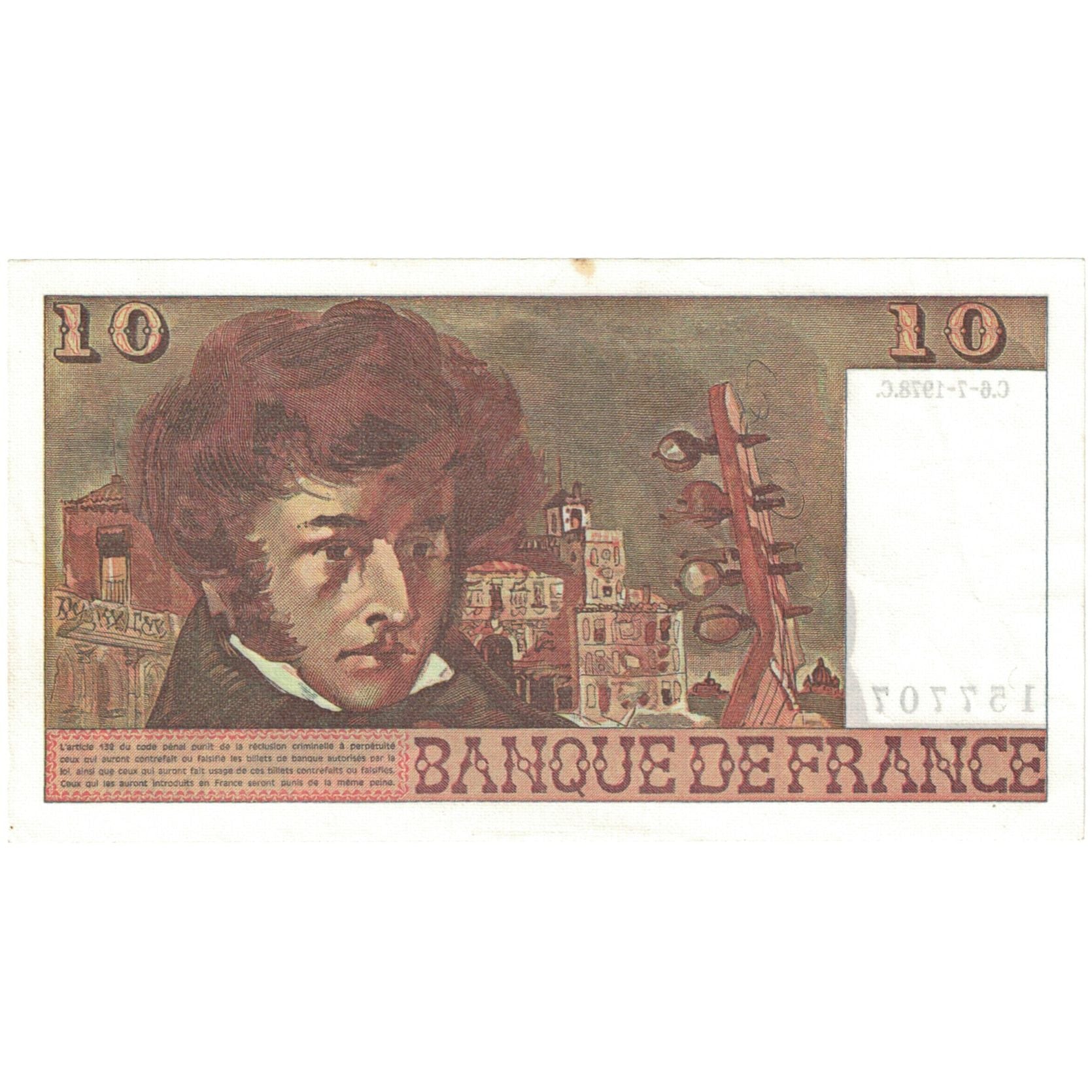 Francia, 10 Francs, Berlioz, 1978, D.306 157707, EBC, Fayette:63.18, KM:150c