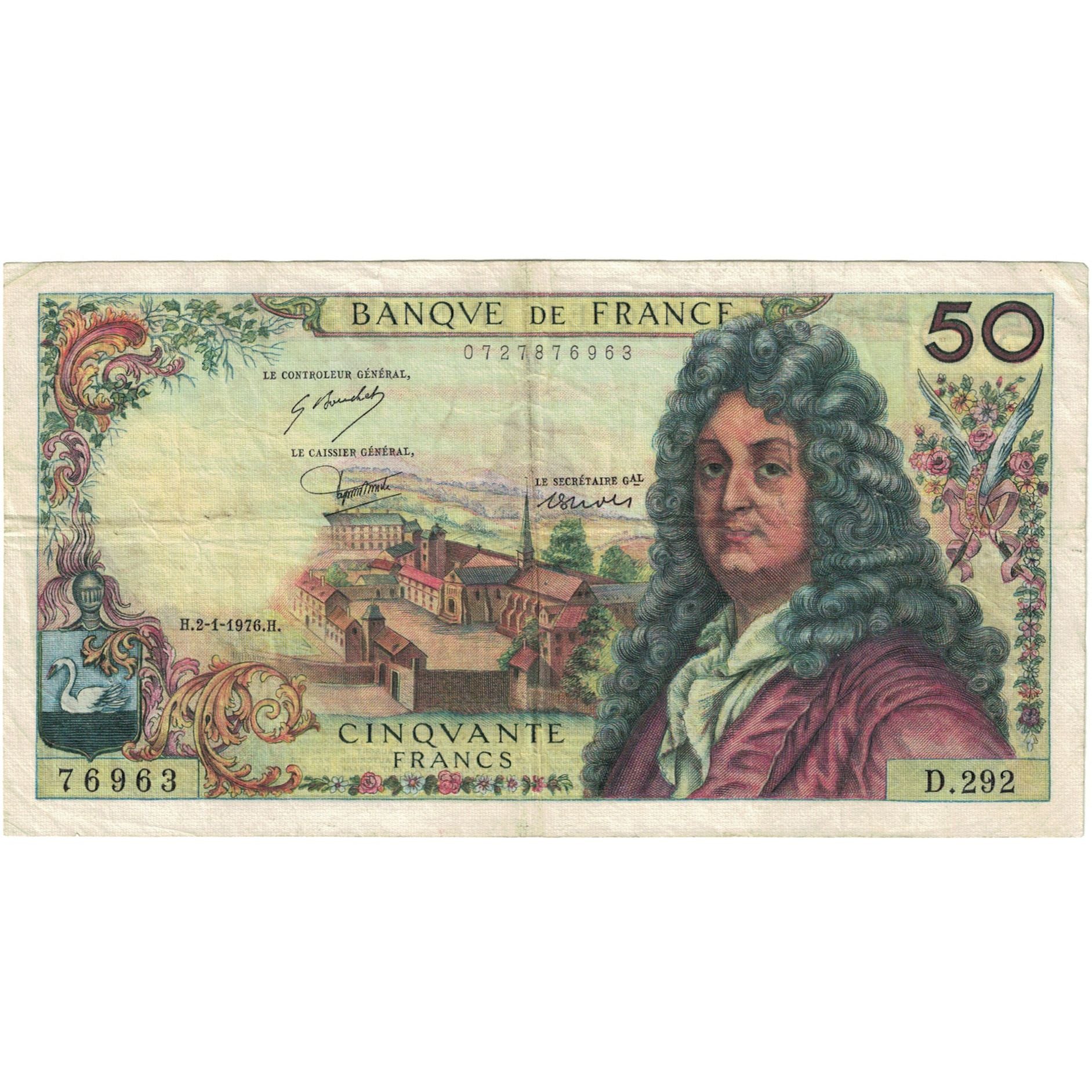 Francia, 50 Francs, Racine, 1976, D.292 76963, MB, Fayette:64.16, KM:148c