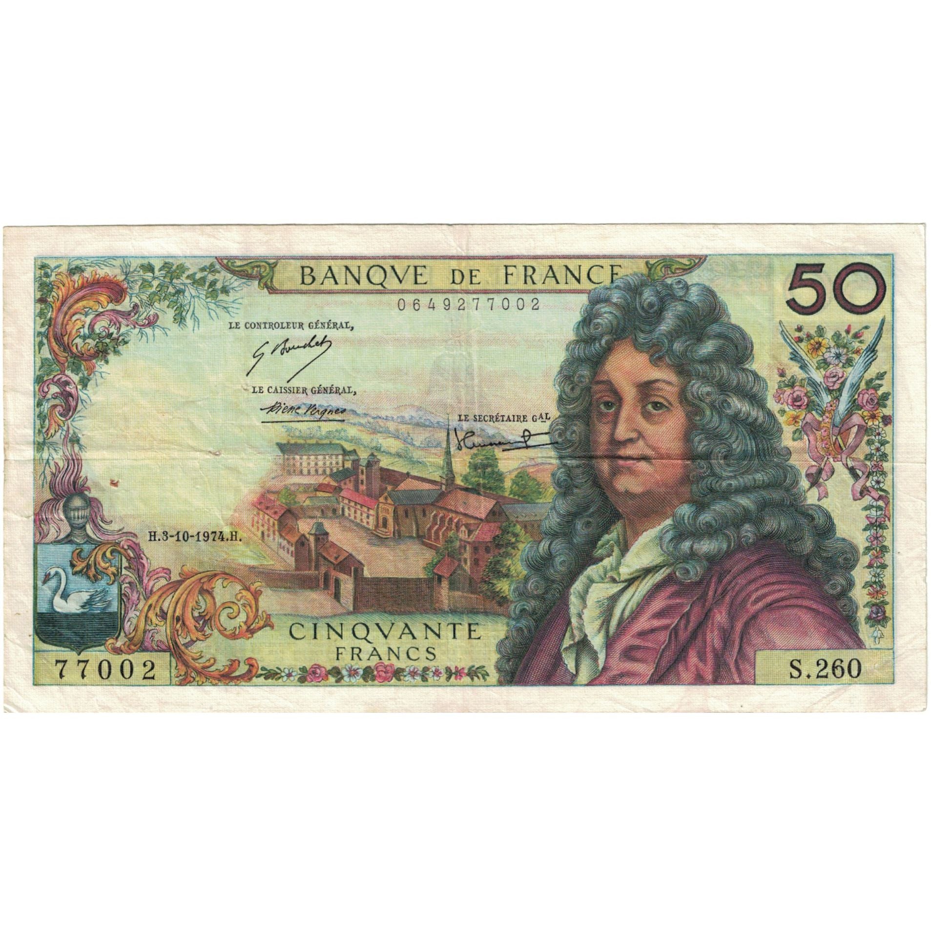 Francia, 50 Francs, Racine, 1974, S.260 77002, BC+, Fayette:64.16, KM:148c