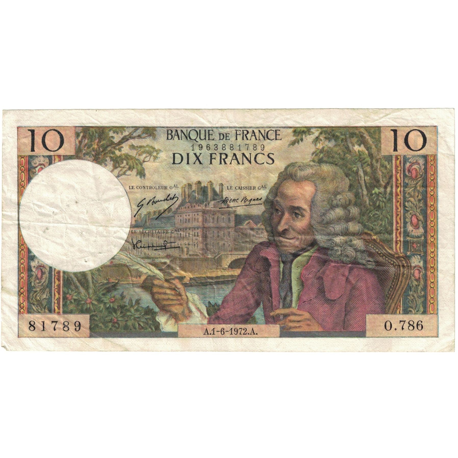 Frankrijk, 10 Francs, Voltaire, 1972, O.786 81789, TTB, Fayette:62.55, KM:147d